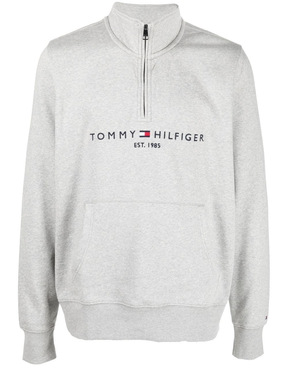 Tommy Hilfiger logo-embroidered quarter-zip hoodie - Grey von Tommy Hilfiger