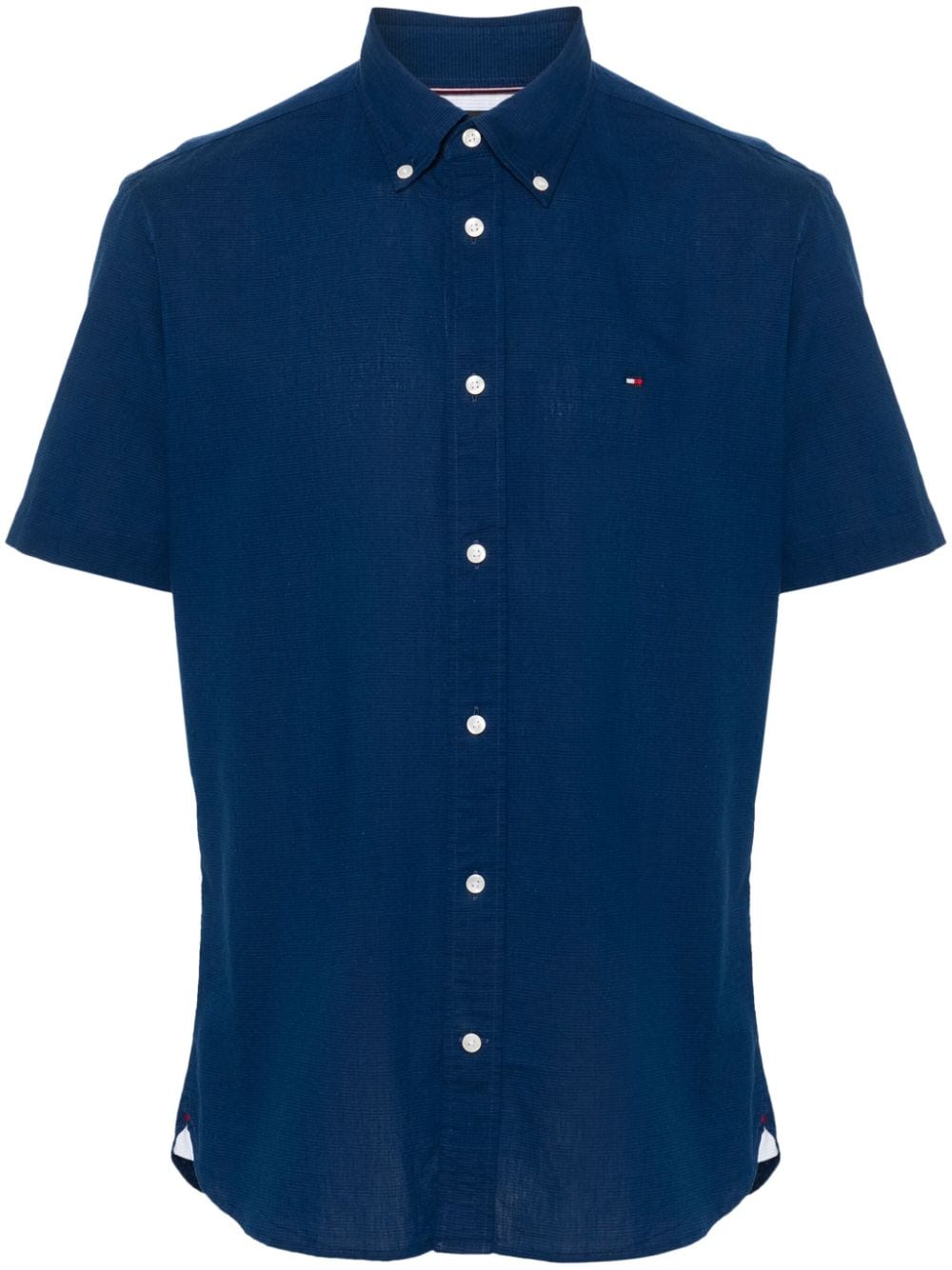 Tommy Hilfiger logo-embroidered short-sleeve shirt - Blue von Tommy Hilfiger