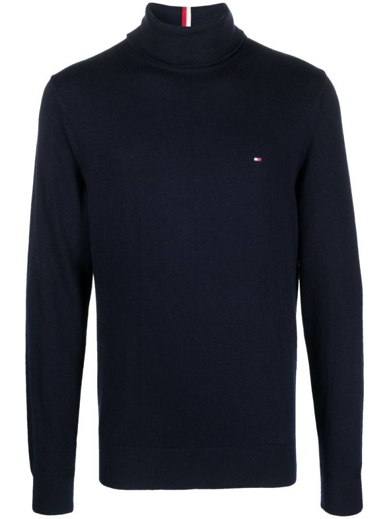 Tommy Hilfiger logo-embroidered turtleneck jumper - Blue von Tommy Hilfiger