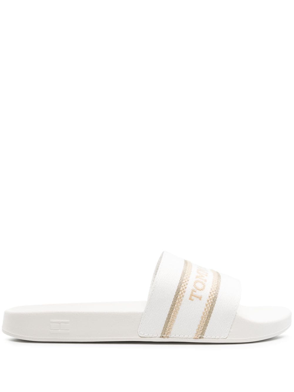 Tommy Hilfiger logo-jacquard flat slides - White von Tommy Hilfiger