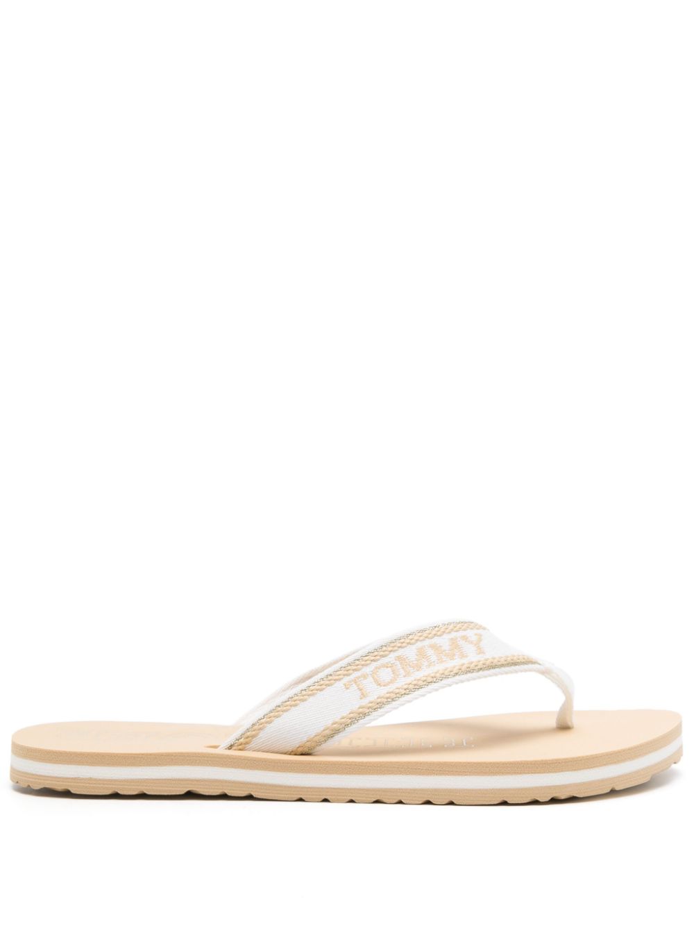 Tommy Hilfiger logo-jacquard striped flip flop - White von Tommy Hilfiger