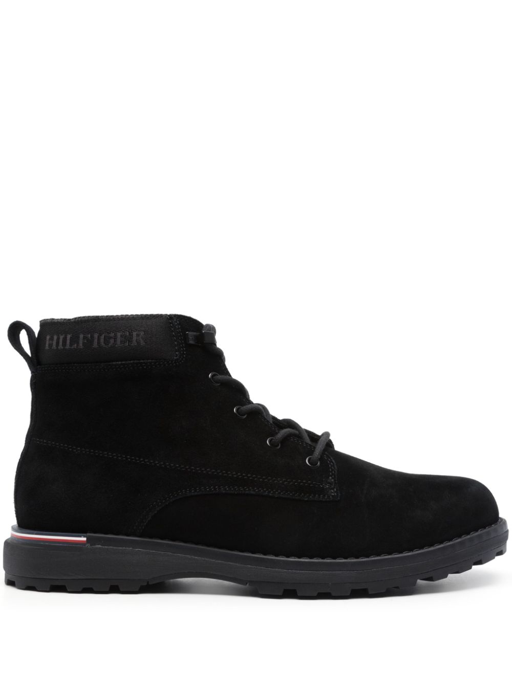 Tommy Hilfiger logo-jacquard suede boots - Black von Tommy Hilfiger