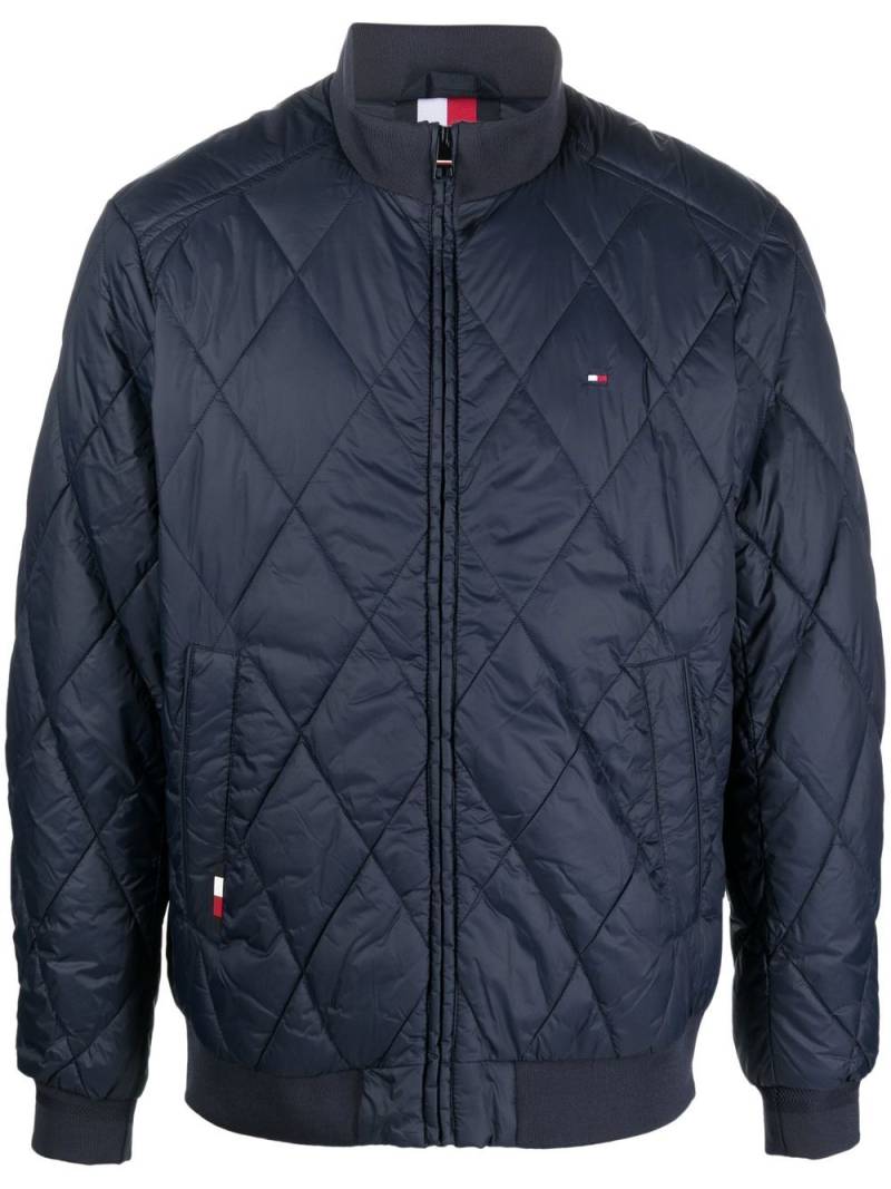 Tommy Hilfiger logo-patch quilted jacket - Blue von Tommy Hilfiger