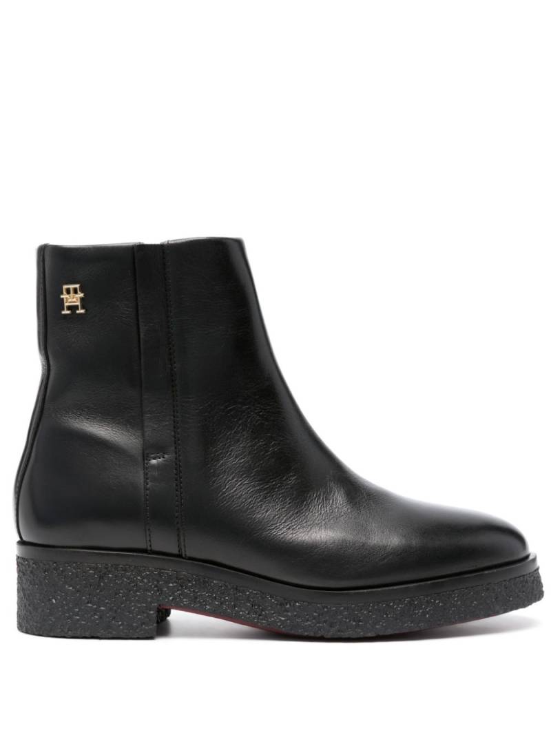 Tommy Hilfiger logo-plaque leather ankle boots - Black von Tommy Hilfiger