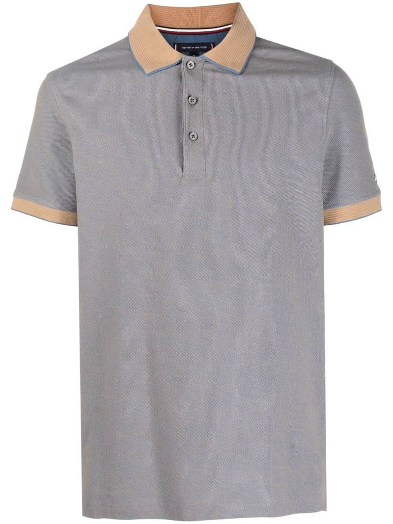 Tommy Hilfiger logo-plaque two-tone polo shirt - Blue von Tommy Hilfiger