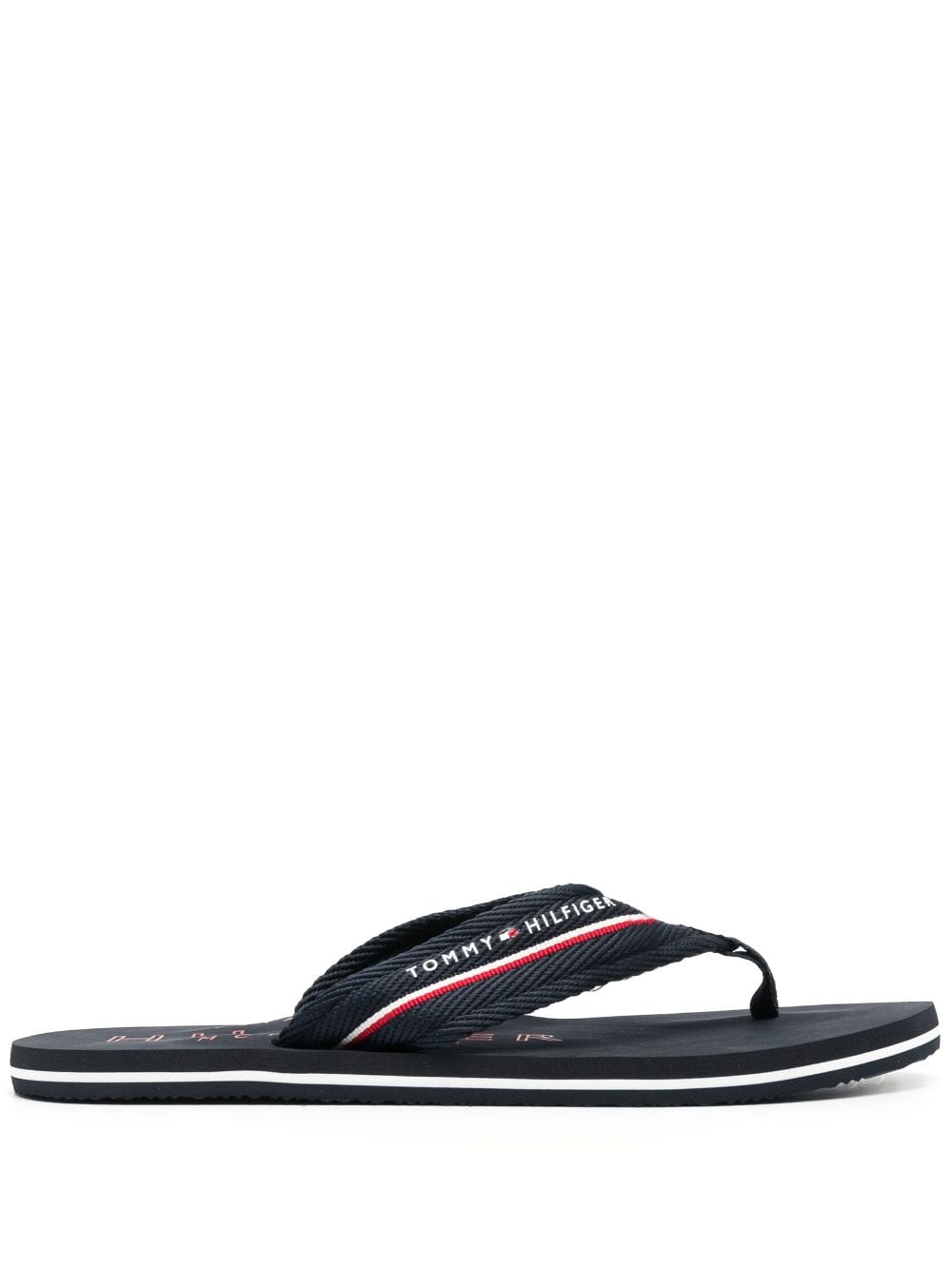 Tommy Hilfiger logo-print striped flip flops - Blue von Tommy Hilfiger