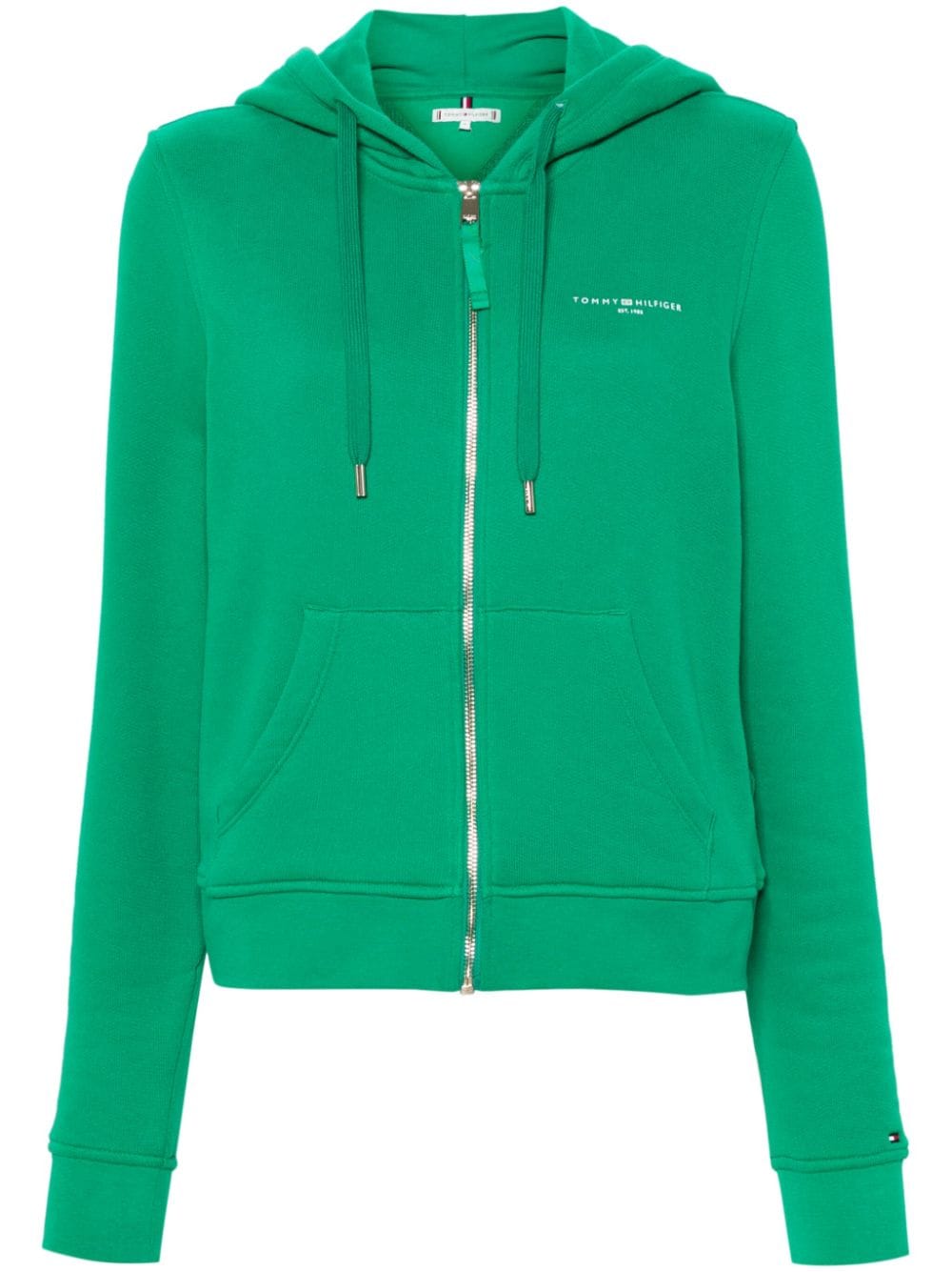 Tommy Hilfiger logo-rubberised zip-up hoodie - Green von Tommy Hilfiger