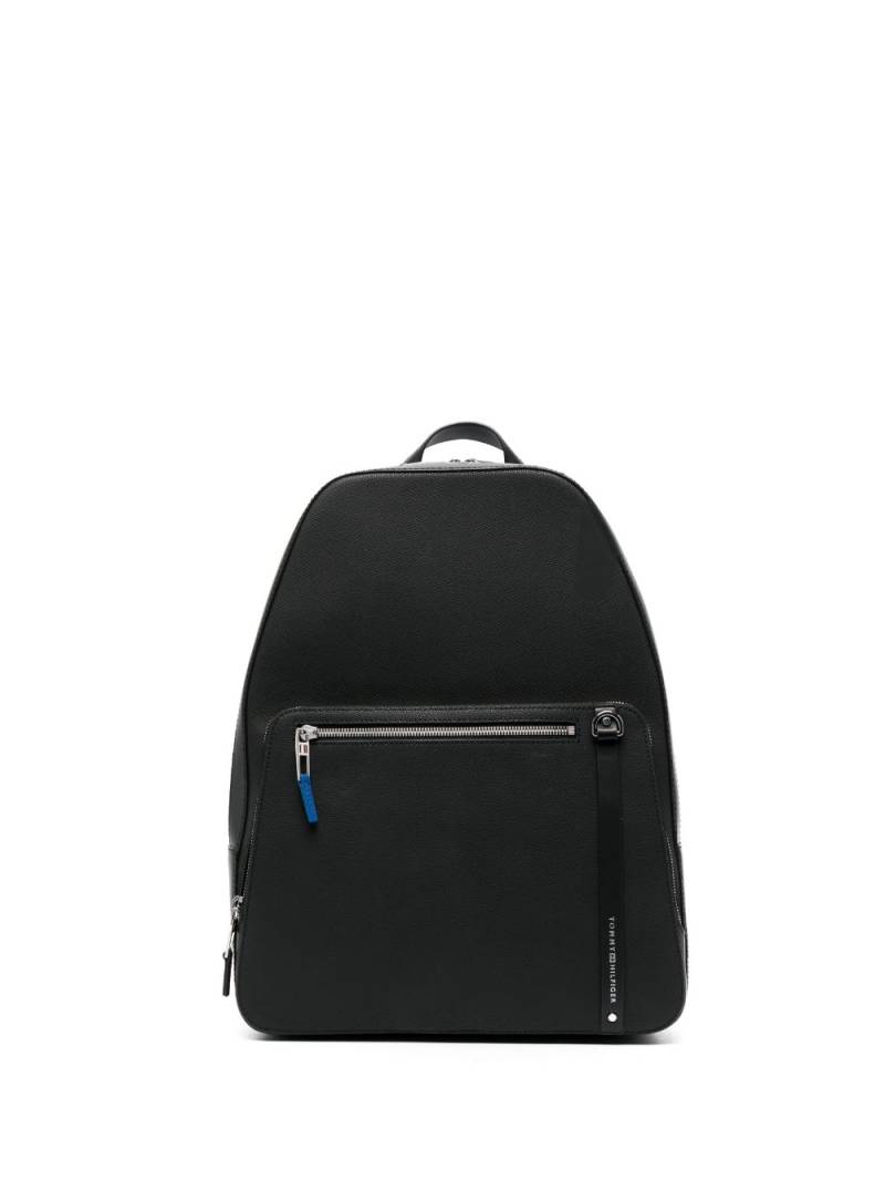Tommy Hilfiger logo-strap leather backpacks - Black von Tommy Hilfiger