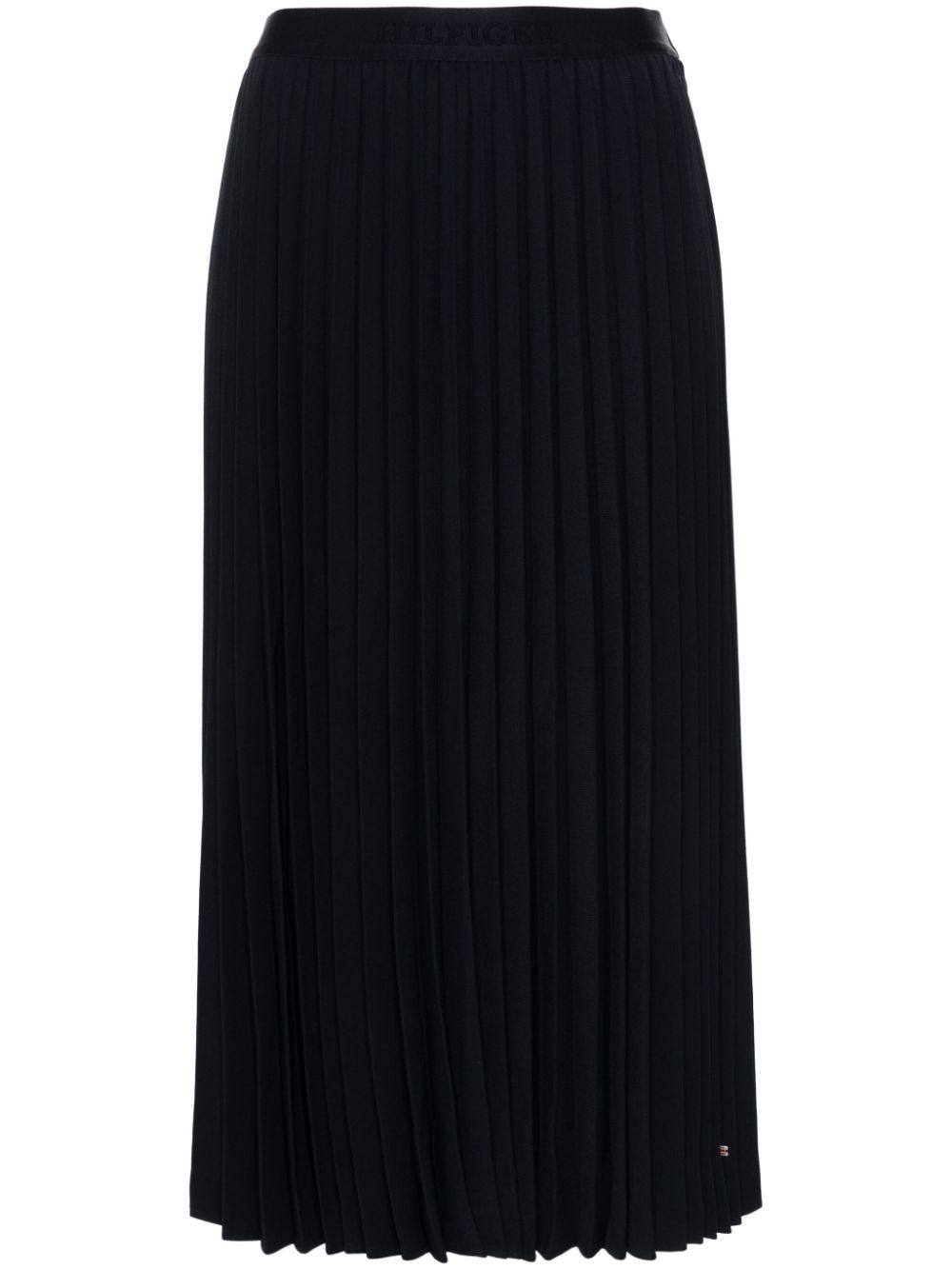 Tommy Hilfiger logo-waistband pleated midi skirt - Blue von Tommy Hilfiger