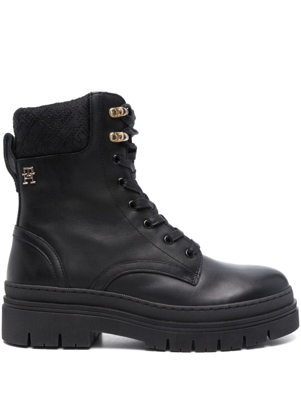 Tommy Hilfiger monogram-embroidered boots - Black von Tommy Hilfiger