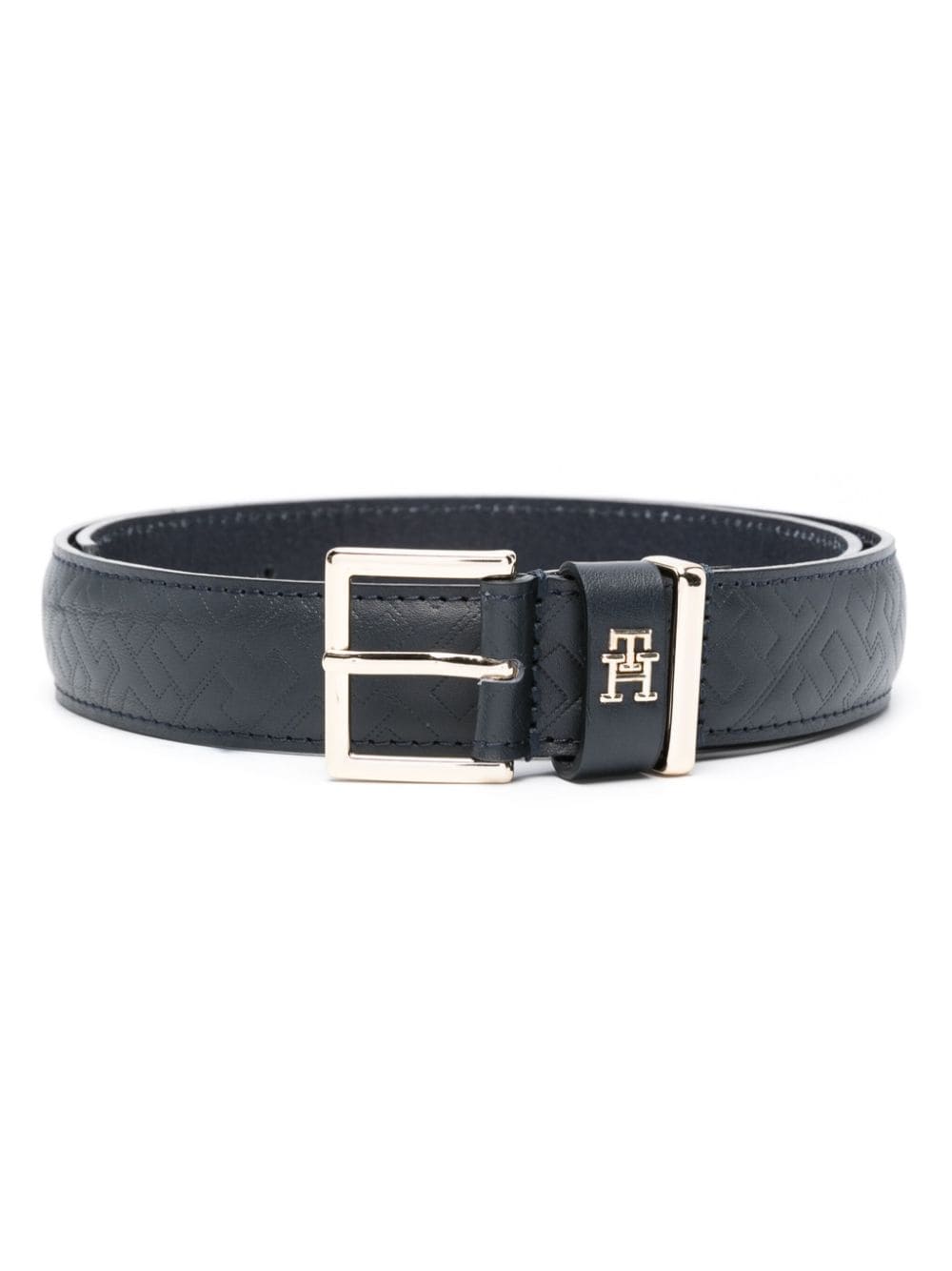 Tommy Hilfiger monogram-pattern leather belt - Blue von Tommy Hilfiger