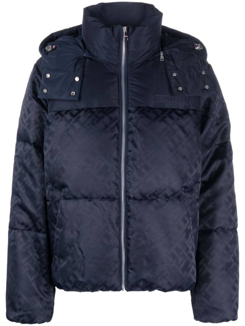 Tommy Hilfiger monogram-pattern puffer jacket - Blue von Tommy Hilfiger