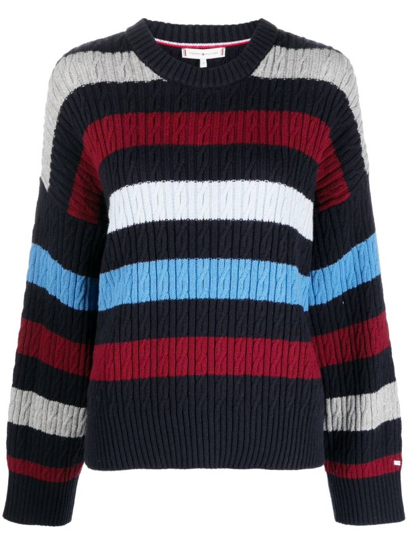 Tommy Hilfiger striped cable-knit jumper - Blue von Tommy Hilfiger