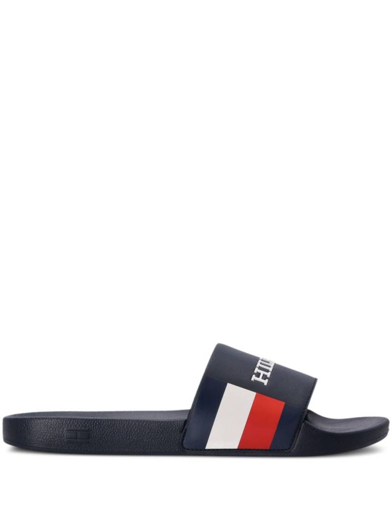 Tommy Hilfiger striped pool slides - Blue von Tommy Hilfiger