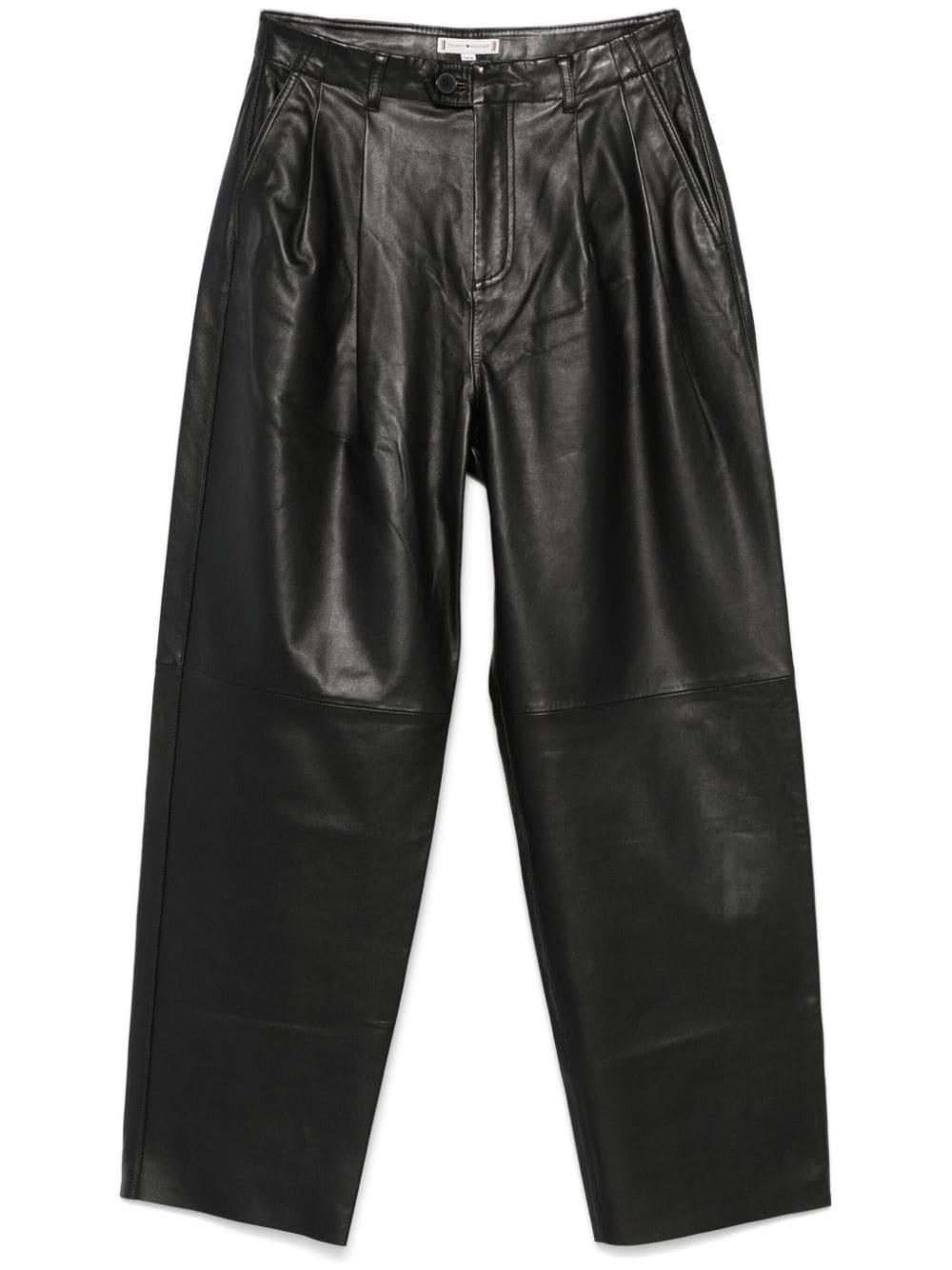 Tommy Hilfiger tapered leather trousers - Black von Tommy Hilfiger