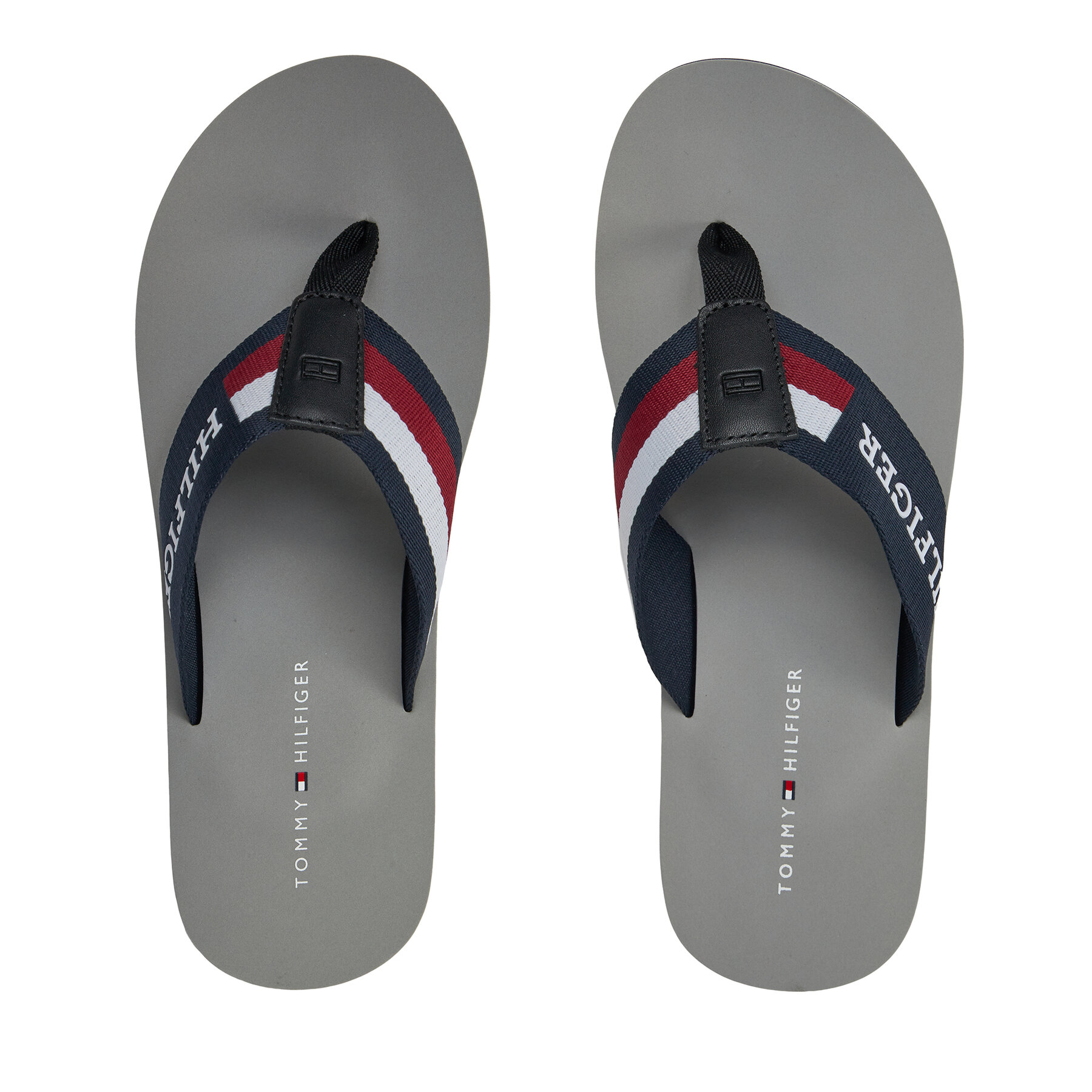 Zehentrenner Tommy Hilfiger Corporate Monotype Beach Sandal FM0FM04913 Silberfarben von Tommy Hilfiger