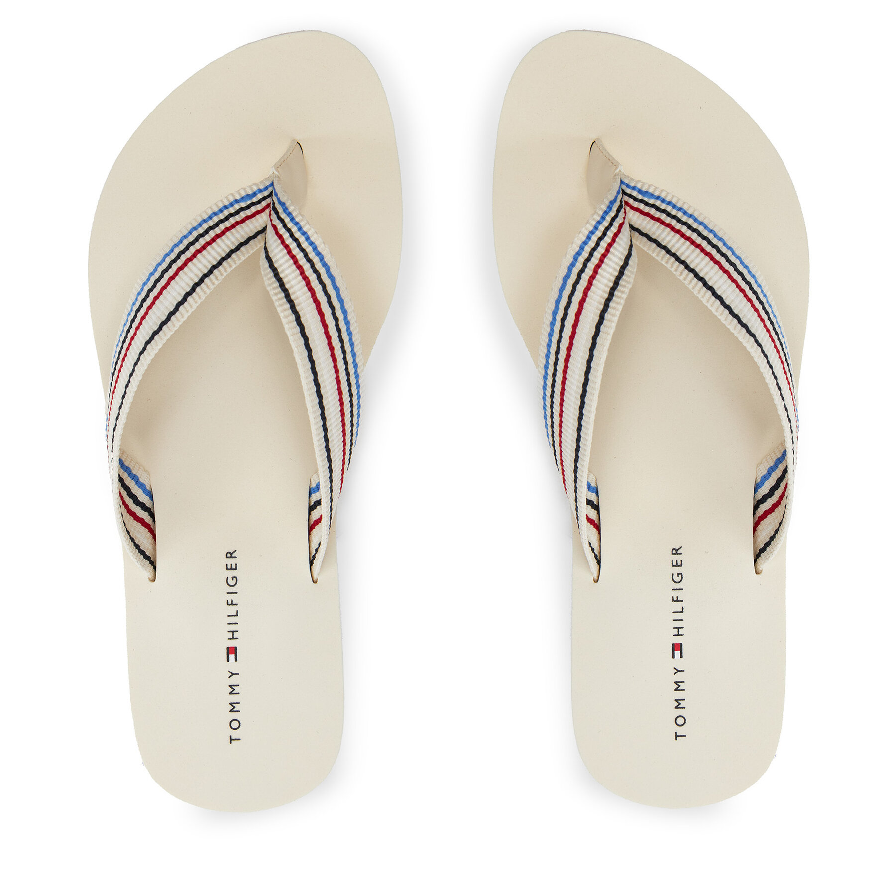 Zehentrenner Tommy Hilfiger Wedge Stripes Beach Sandal FW0FW07858 Beige von Tommy Hilfiger