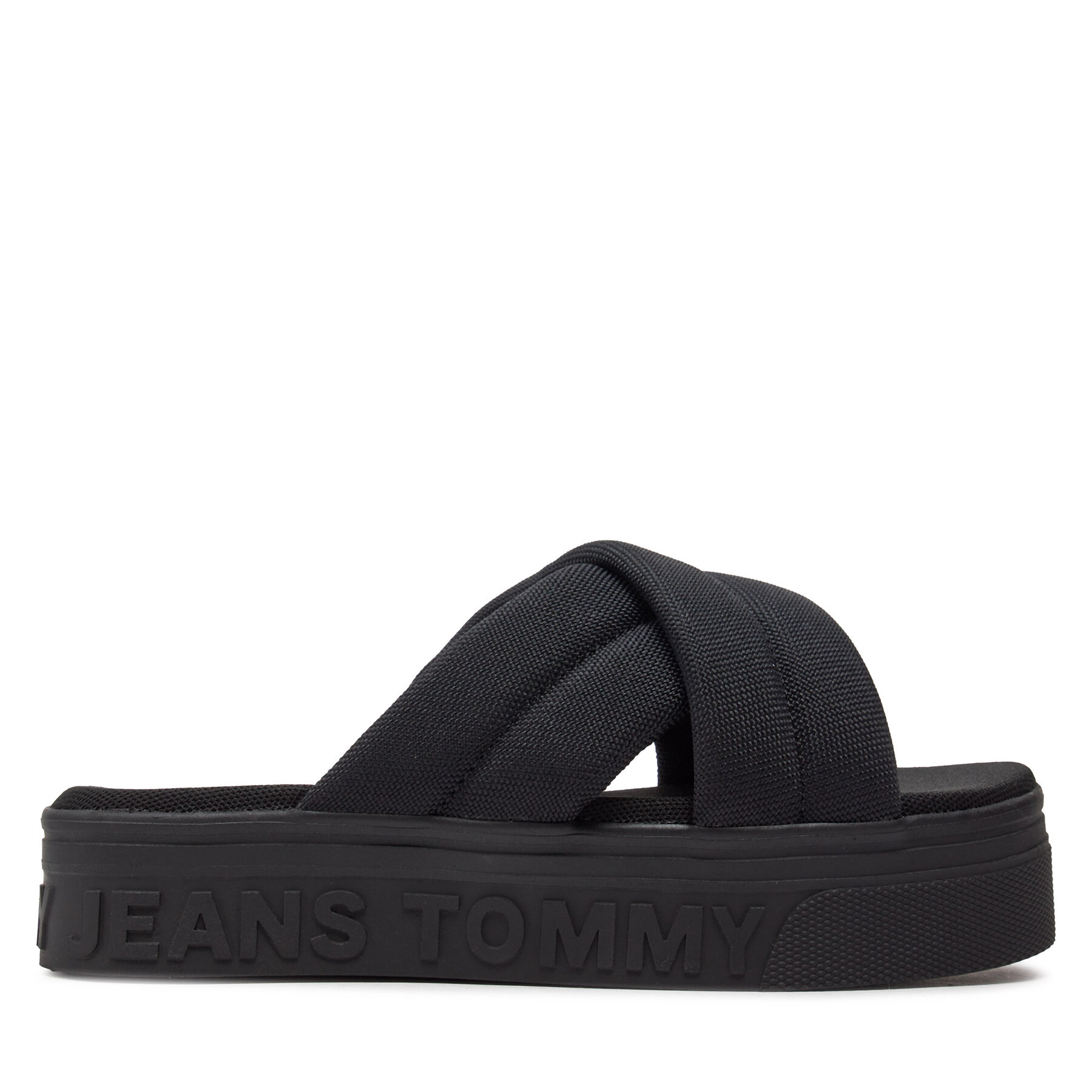 Pantoletten Tommy Jeans Tjw Lettering Flatform Sandal EN0EN02465 Schwarz von Tommy Jeans