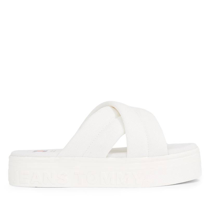 Pantoletten Tommy Jeans Tjw Lettering Flatform Sandal EN0EN02465 Écru von Tommy Jeans