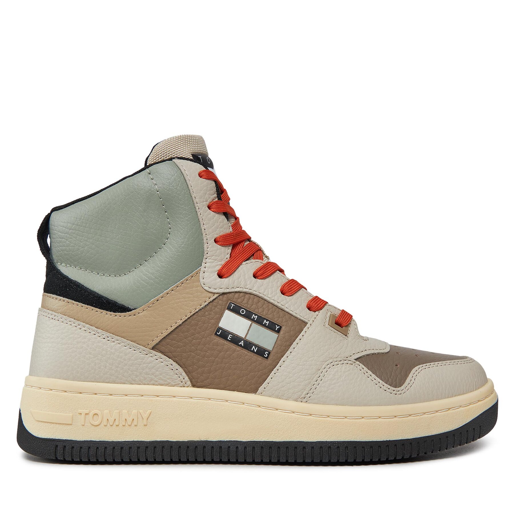 Sneakers Tommy Jeans Tjm Basket Mid Leather EM0EM01258 Beige von Tommy Jeans