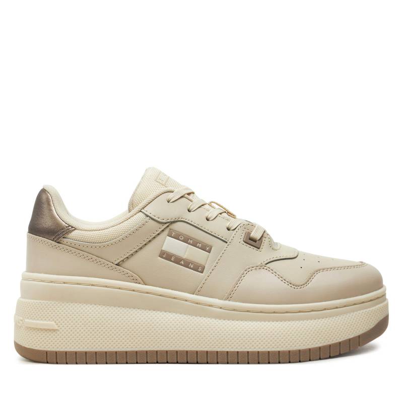 Sneakers Tommy Jeans Tjw Retro Basket Flatform Metal EN0EN02607 Beige von Tommy Jeans