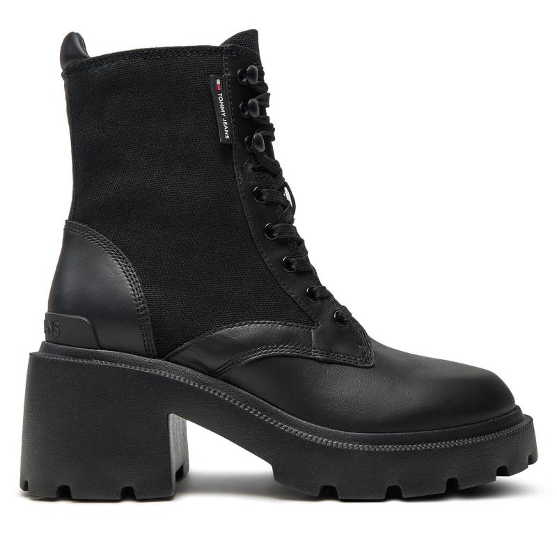 Stiefeletten Tommy Jeans Tjw Mid Heel Boot Mix Media EN0EN02556 Schwarz von Tommy Jeans