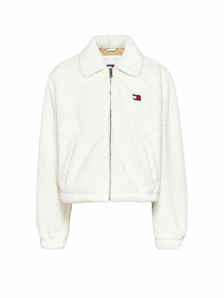 TOMMY JEANS Jacke in Felloptik weiss | XS von Tommy Jeans