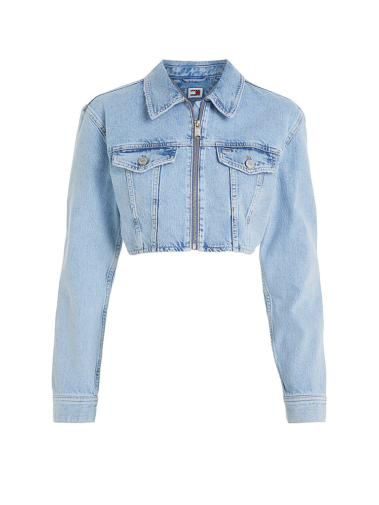 TOMMY JEANS Jeansjacke Cropped Fit hellblau | L von Tommy Jeans