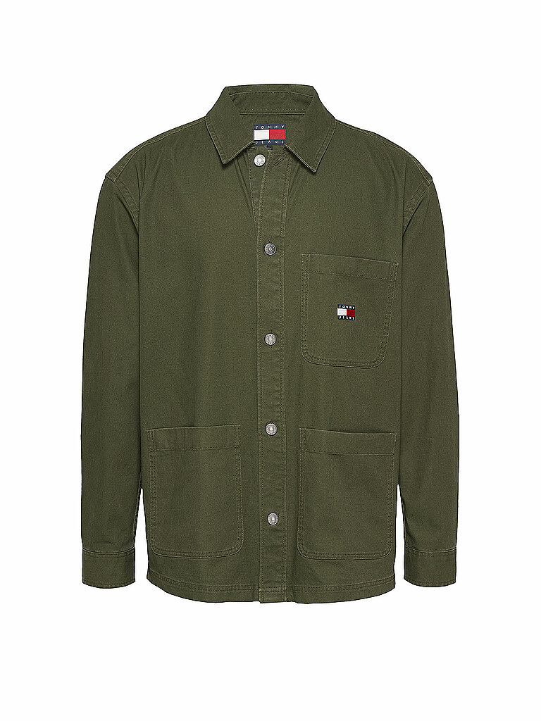 TOMMY JEANS Overshirt olive | L von Tommy Jeans