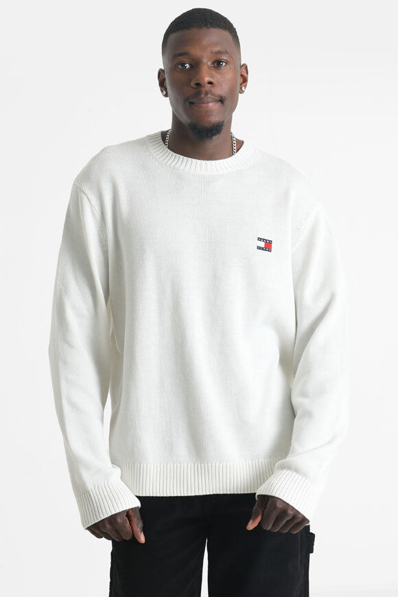 Tommy Jeans Badge Strickpullover | Ancient White | Herren  | L von Tommy Jeans