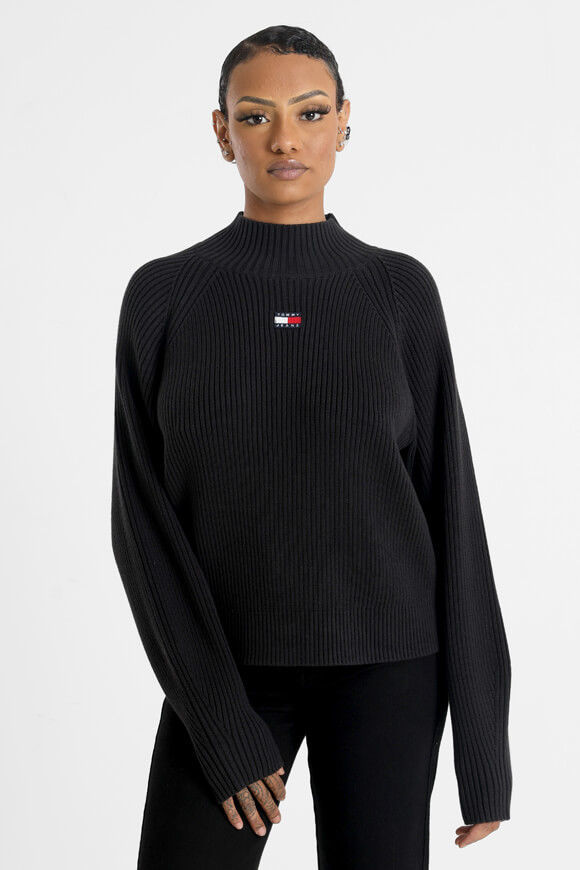 Tommy Jeans Badge Strickpullover | Black | Damen  | L von Tommy Jeans