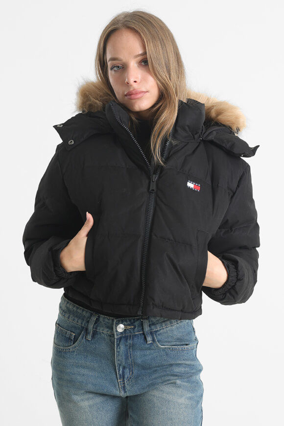 Tommy Jeans Crop Puffer Daunenjacke | Black | Damen  | L von Tommy Jeans