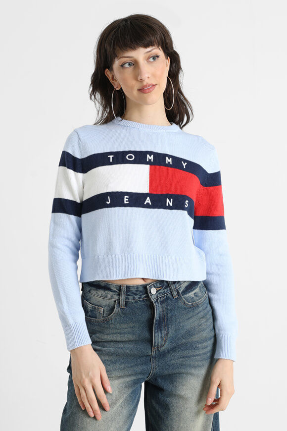 Tommy Jeans Crop Strickpullover | Sweet Blue | Damen  | M von Tommy Jeans