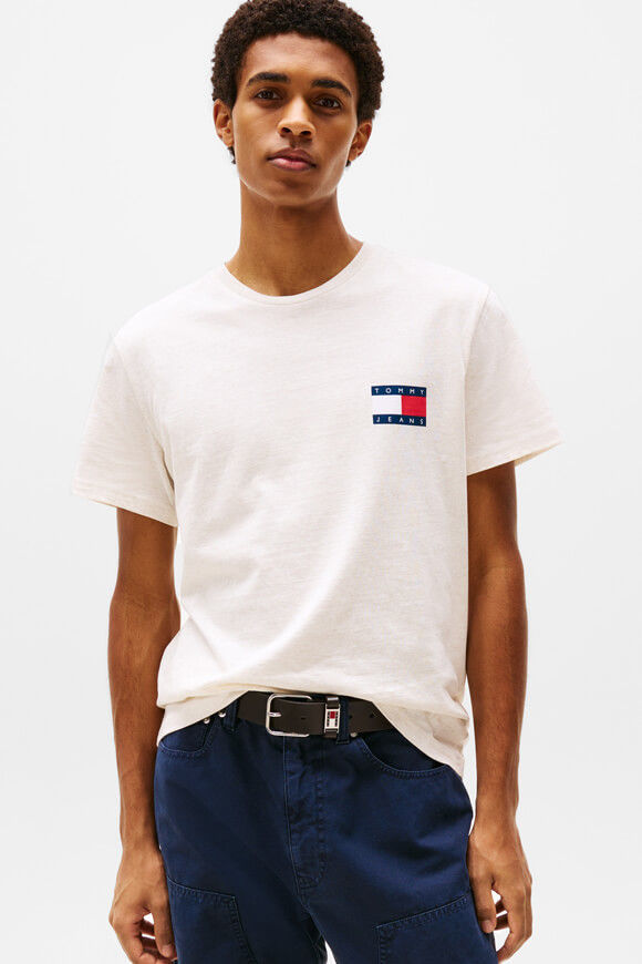 Tommy Jeans Essential Flag T-Shirt | Oat Marl Heather | Herren  | XL von Tommy Jeans