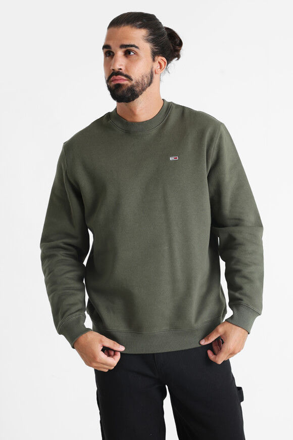 Tommy Jeans Flag Fleece Sweatshirt | Fatigue Green | Herren  | L von Tommy Jeans