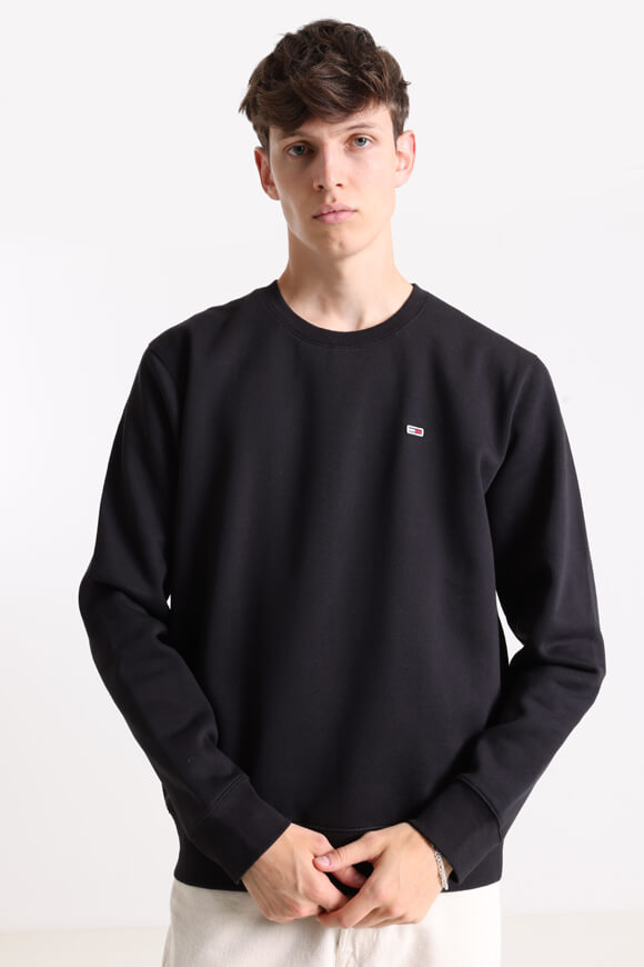 Tommy Jeans Flag Fleece Sweatshirt | Black | Herren  | L von Tommy Jeans