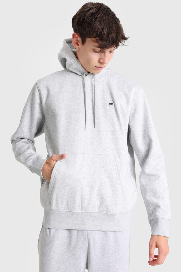 Tommy Jeans Fleece Kapuzensweatshirt | Hellgrau meliert | Herren  | L von Tommy Jeans