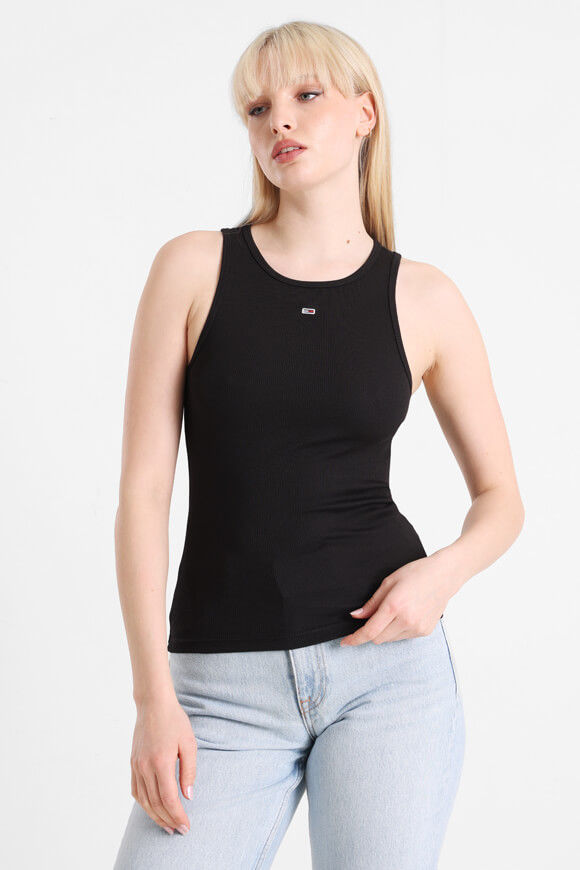 Tommy Jeans Geripptes Tanktop | Black | Damen  | M von Tommy Jeans