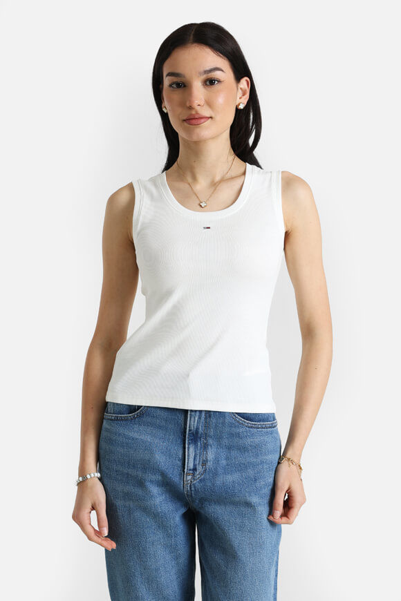 Tommy Jeans Geripptes Tanktop | Offwhite | Damen  | S von Tommy Jeans