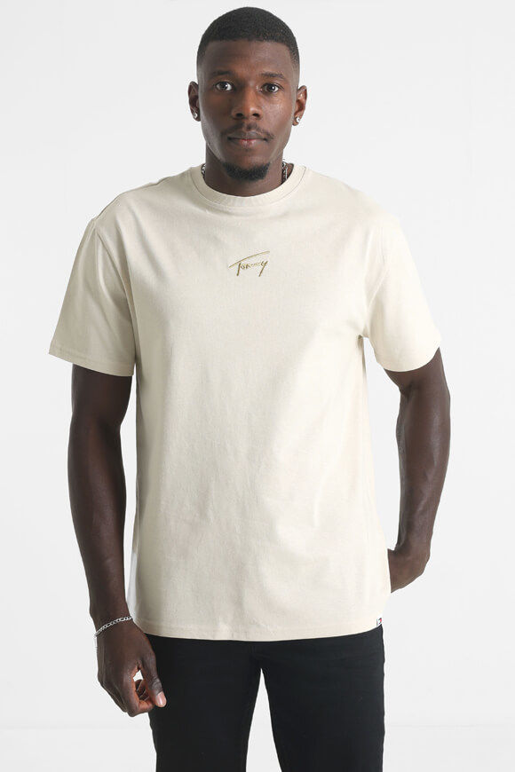 Tommy Jeans Gold Signature T-Shirt | Newsprint | Herren  | M von Tommy Jeans