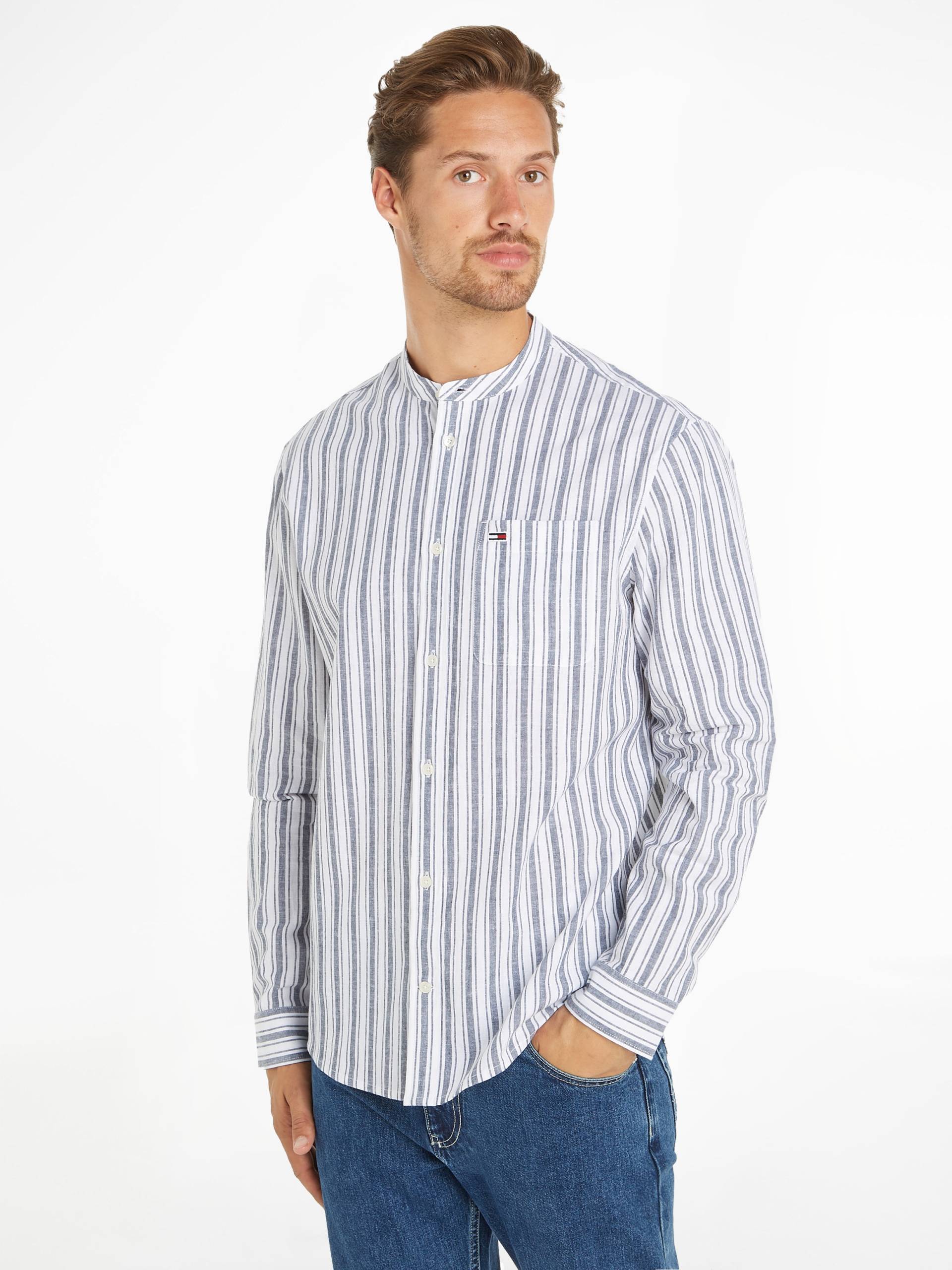 Tommy Jeans Langarmhemd »TJM MAO STRIPE LINEN BLEND SHIRT« von Tommy Jeans