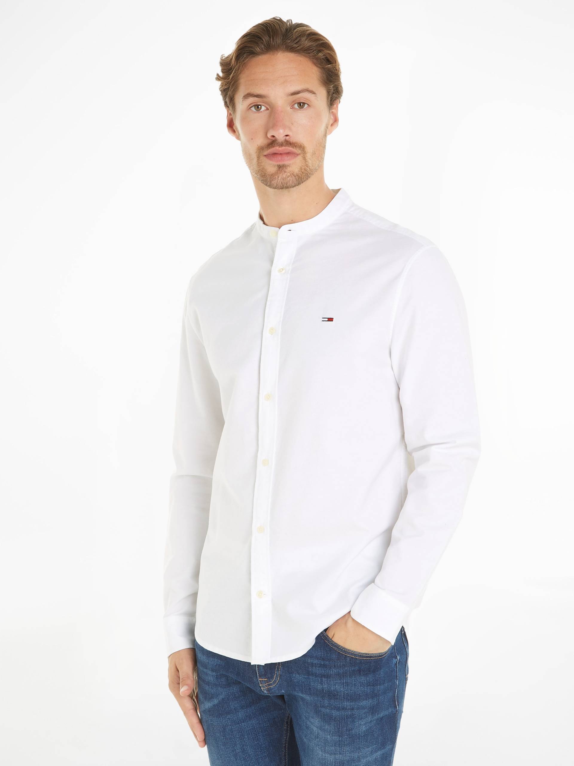 Tommy Jeans Langarmhemd »TJM REG OXFORD MAO SHIRT«, mit Logostickerei von Tommy Jeans