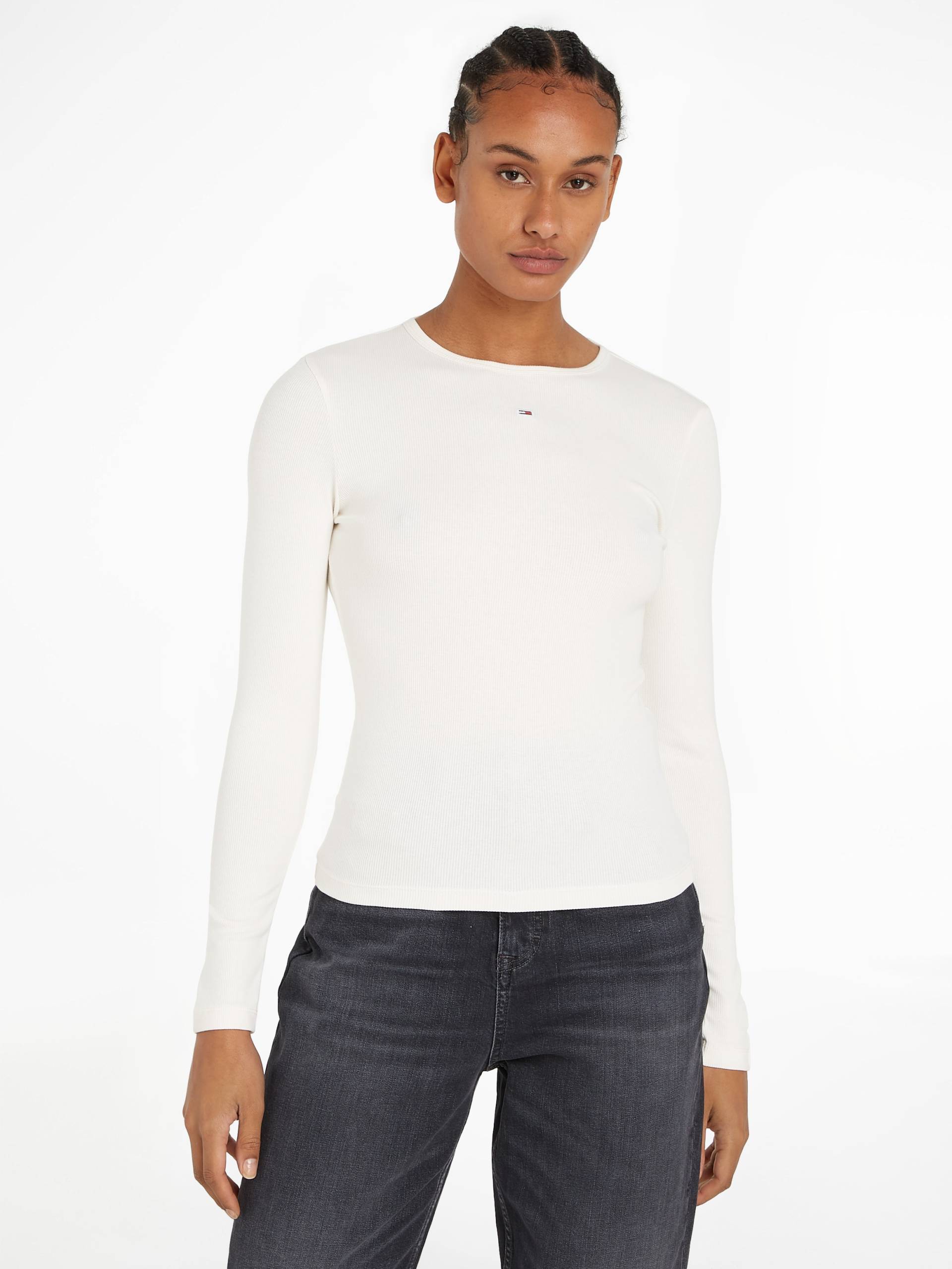 Tommy Jeans Langarmshirt »TJW SLIM ESSENTIAL RIB LS«, mit Logostickerei von Tommy Jeans