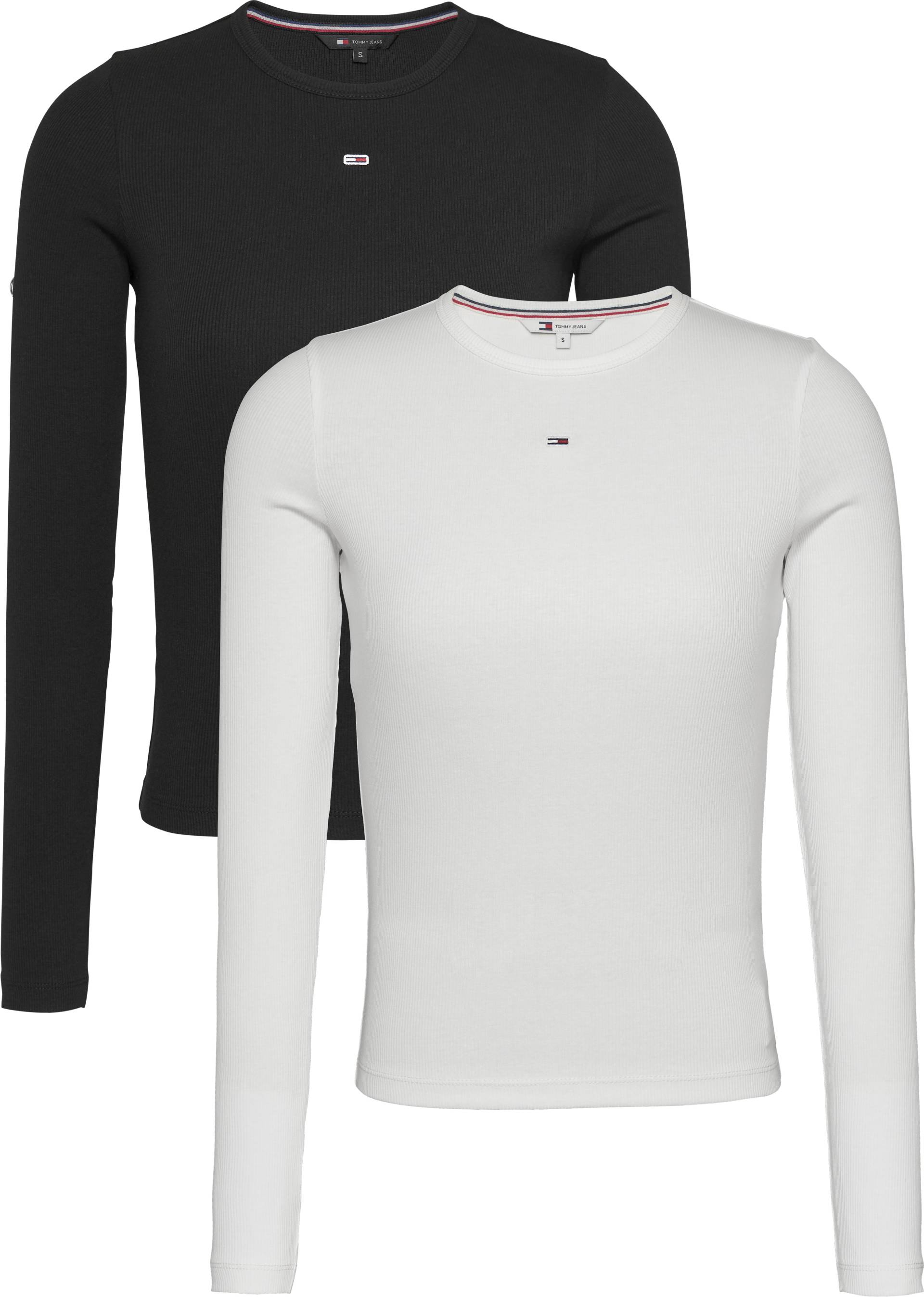 Tommy Jeans Langarmshirt »TJW 2PACK SLIM ESSENTIAL RIB LS«, in Rippoptik, mit Logostickerei von Tommy Jeans