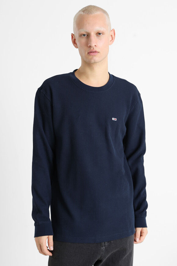 Tommy Jeans Langarmshirt mit Waffelstruktur | Dark Night Navy | Herren  | M von Tommy Jeans