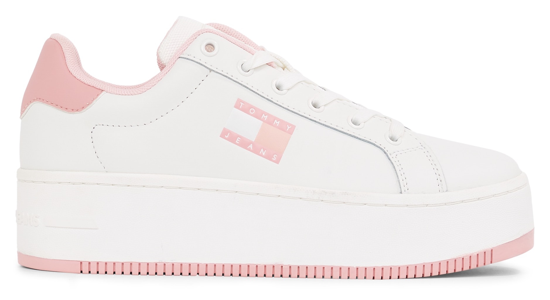 Tommy Jeans Plateausneaker »TJW FLATFORM ESS«, Freizeitschuh, Halbschuh, Schnürschuh mit gepolstertem Schaftrand von Tommy Jeans