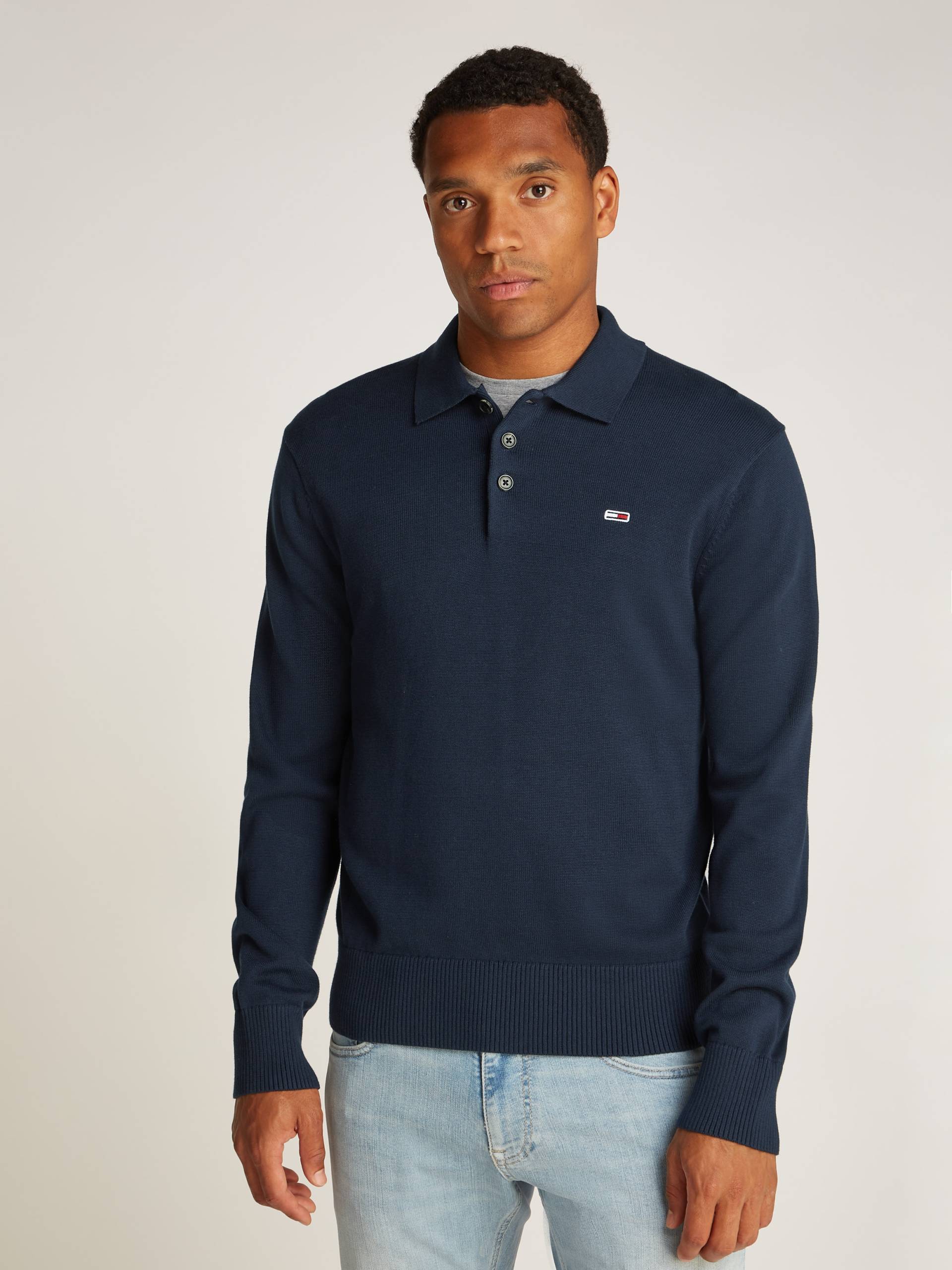 Tommy Jeans Polokragenpullover »TJM SLIM ESSENTIAL POLO SWEATER«, mit Logostickerei von Tommy Jeans