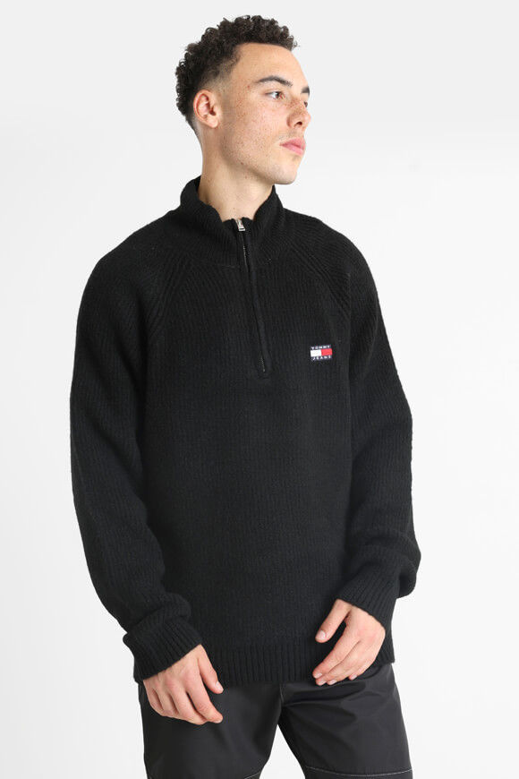 Tommy Jeans Raglan Badge Strickpullover | Black | Herren  | L von Tommy Jeans