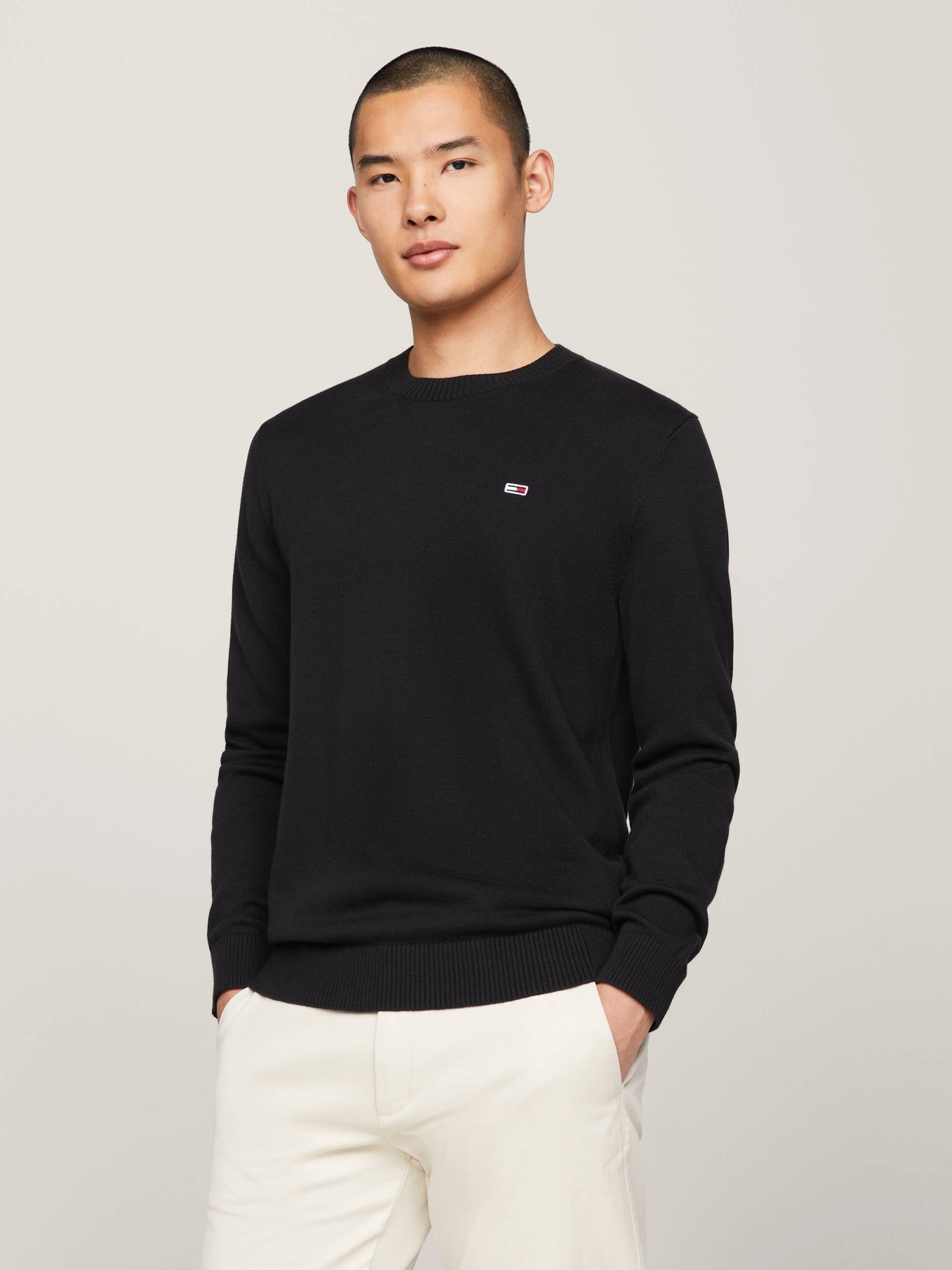 Tommy Jeans Rundhalspullover »TJM SLIM ESSENTIAL LIGHT SWEATER«, mit Flag-Patch von Tommy Jeans