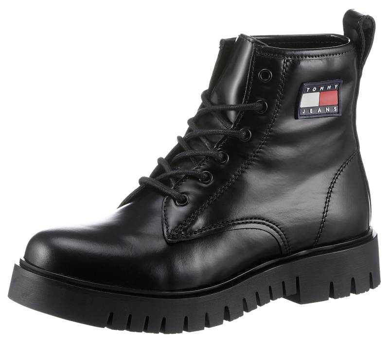 Tommy Jeans Schnürboots »TJW LACE UP BOOT«, Blockabsatz, Plateau, Schnürstiefelette, Chunky Boots, Logoaufnäher von Tommy Jeans